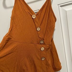 Rust Orange Button Top
